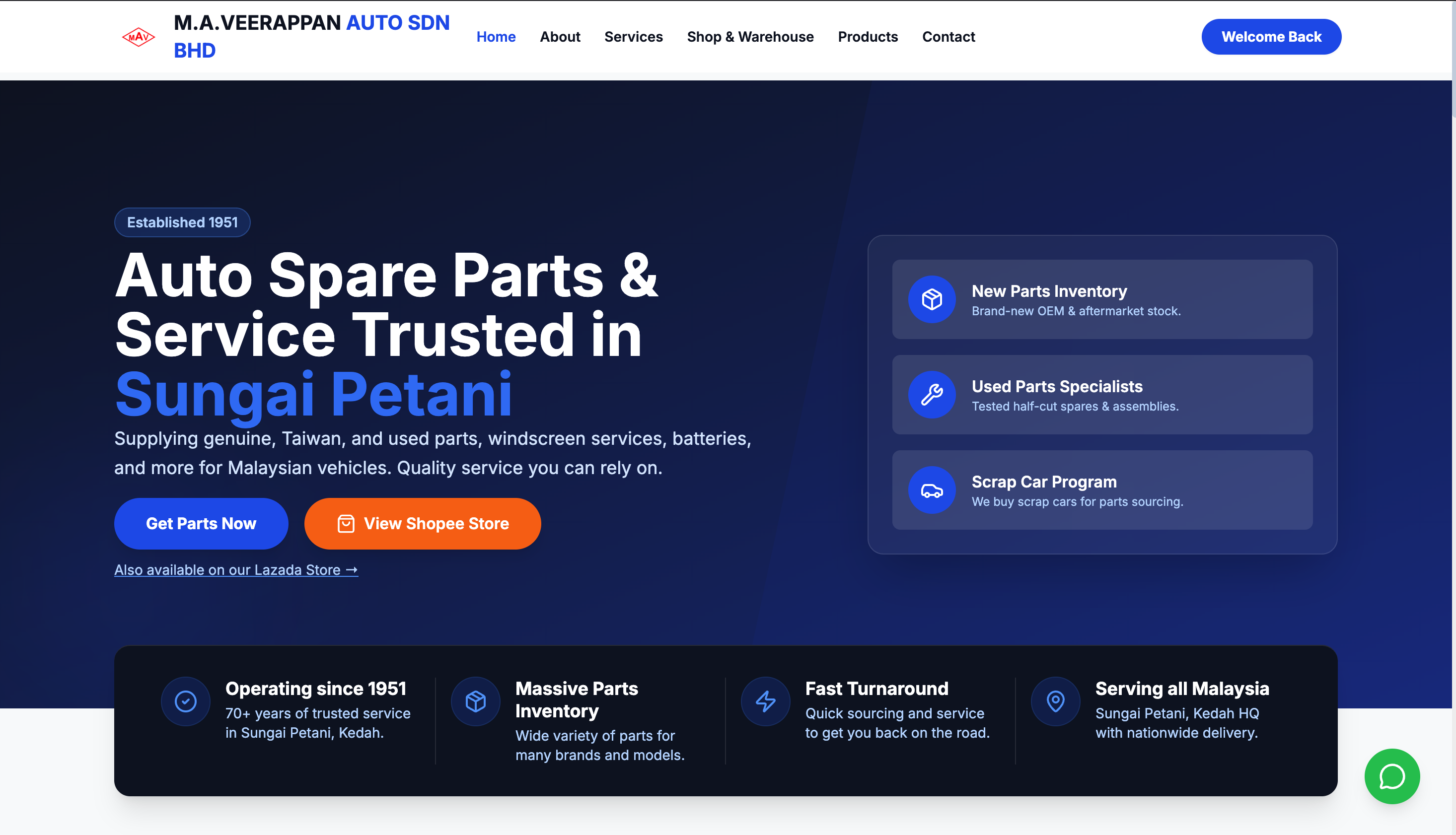 M.A. Veerappan Auto Digital Storefront